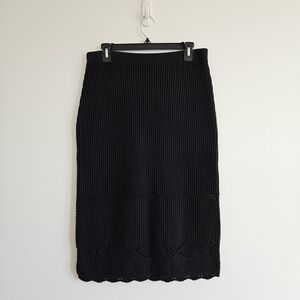 House of Harlow 1960 Black Midi Knit Skirt M Medium